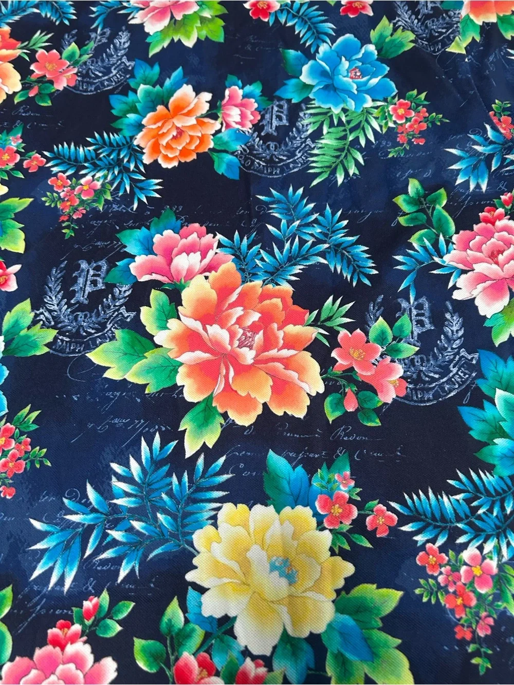 Ralph Lauren Royal Floral Navy Polo with Vibrant Tropical Floral Print